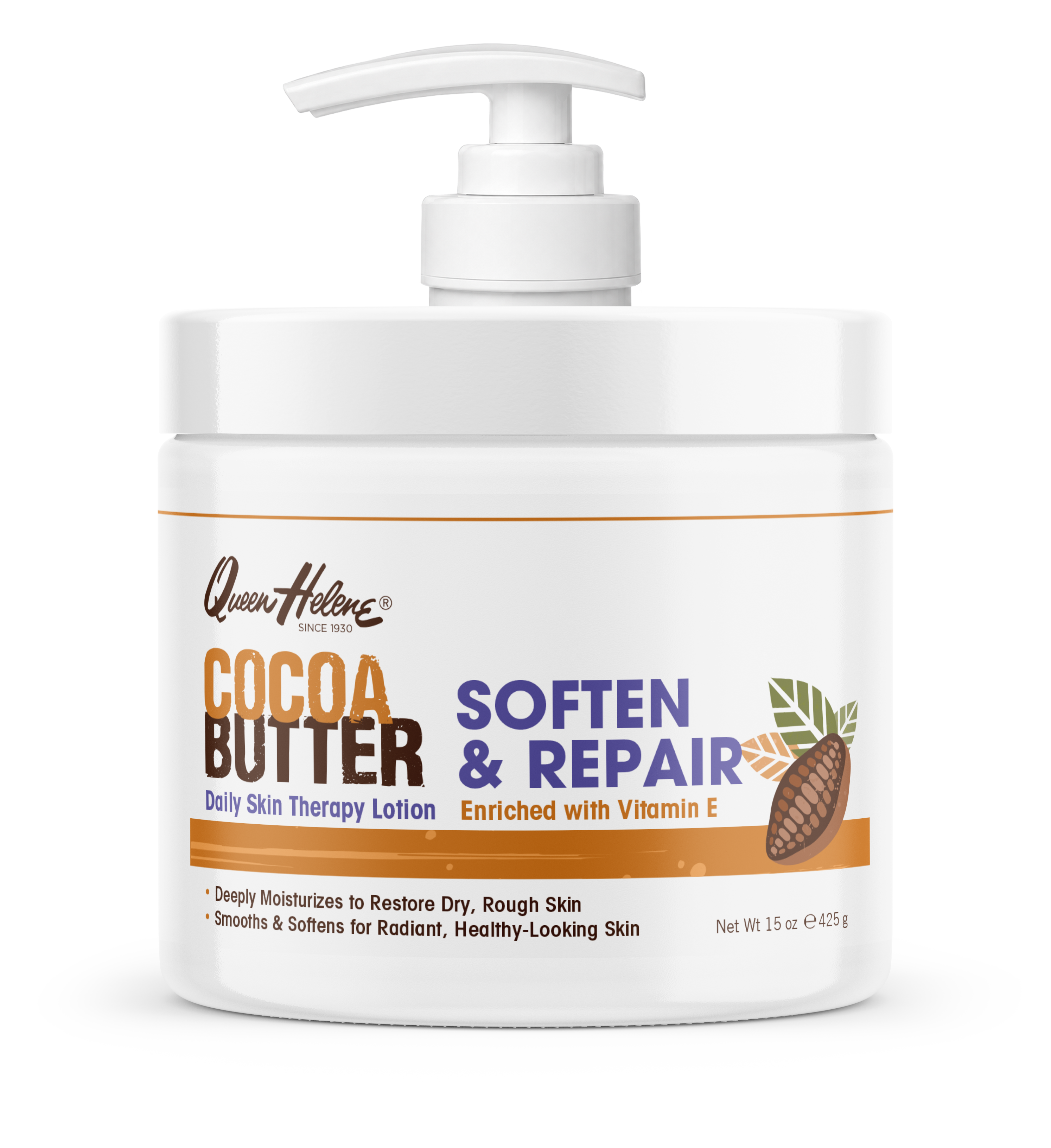 Queen Helene Cocoa Butter Soften & Repair Daily Skin Therapy Lotion with Vitamin E 15 oz