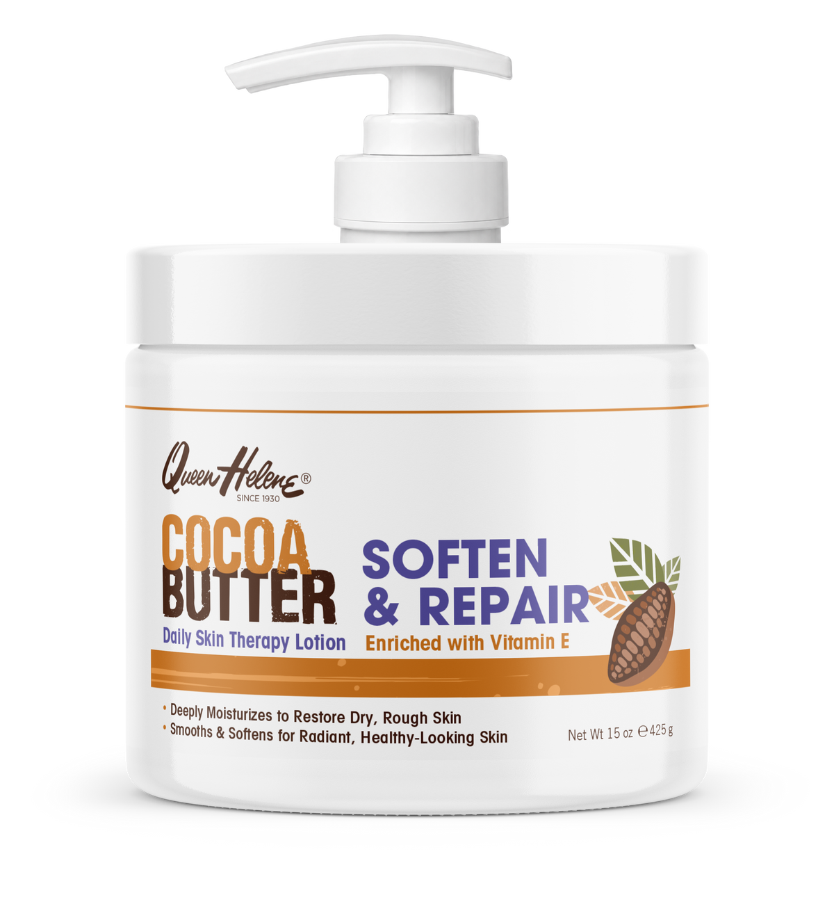 Queen Helene Cocoa Butter Soften & Repair Daily Skin Therapy Lotion with Vitamin E 15 oz